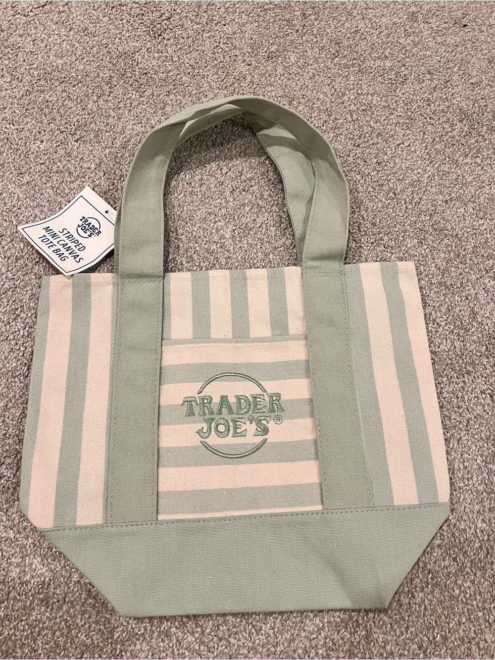 Trader Joe’s Green Stripe Canvas Tote Bag